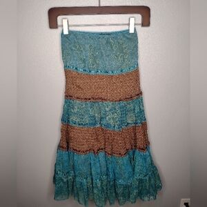 ETC Y2K 90s Boho Fairy Midi Skirt Medium Gypsy Floral Festival Whimsical JJ